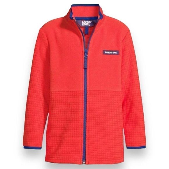 Lands’ End Grid Fleece Zip Up Jacket - Picture 1 of 6